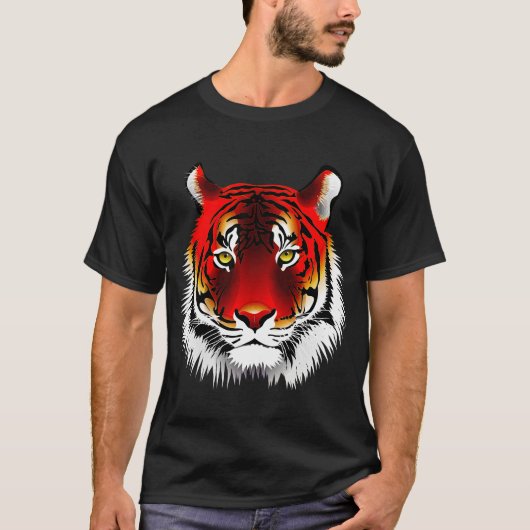 Bunter roter Tiger mit dem gelben Augen-Zeichnen T-Shirt (Vorderseite)