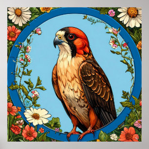 Bunter Rotfußfalke Vogel Poster