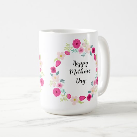 Bunter rustikaler Blumenkranz Kaffeetasse (VorderseiteRechts)
