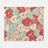 Bunter Rustikaler Herz- Quiltblock Fleecedecke (Vorderseite (Horizontal))