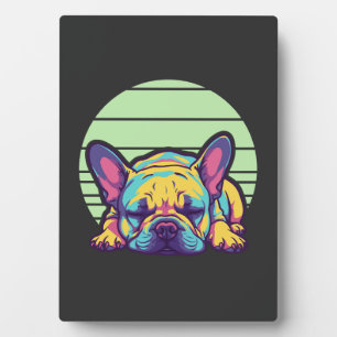 bunter schlafender Französische Bulldogge Fotoplatte