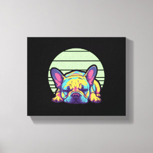 bunter schlafender französischer Bulldogge Leinwanddruck