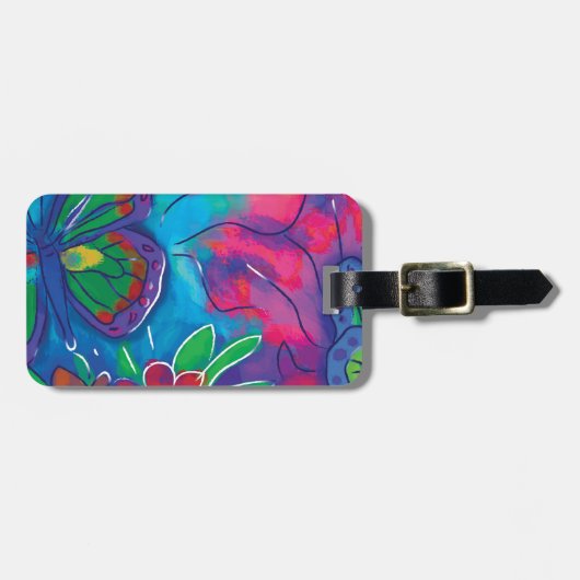 Bunter Schmetterling Gepäckanhänger (Vorderseite horizontal)