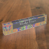 Bunter Schmetterling Namensplakette (Seite)