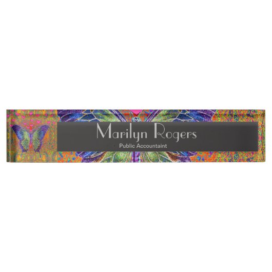 Bunter Schmetterling Namensplakette (Vorderseite)