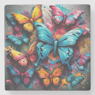 Bunter Schmetterling Steinuntersetzer