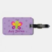 Bunter Schmetterlings-personalisierter Gepäckanhänger (Rückseite horizontal)