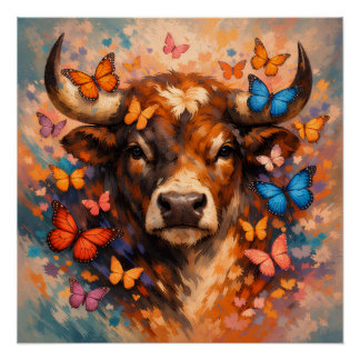 Bunter Schmetterlingsbulle | Lebendige Tierwelt Poster