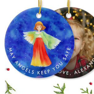 Bunter Schutzengel Wasserfarbe und Ihr Foto Keramik Ornament