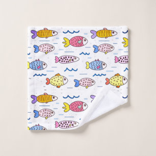 Bunter Schwarm von Fischen Badhandtuch Set