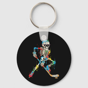 Bunter Skelett-Hockey-Eiscreme-Tropf-Spieler Schlüsselanhänger