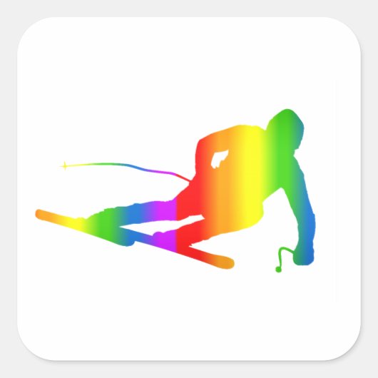 Bunter Ski Regenbogen Aufkleber (Vorderseite)