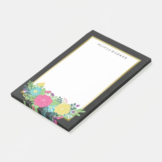 Bunter Sommer-Blumen-u. Imitat-Goldindividueller Post-it Klebezettel (angewinkelt)