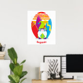 Bunter Sommer des surfenden Gnoms Poster (Heimbüro)