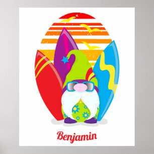 Bunter Sommer des surfenden Gnoms Poster