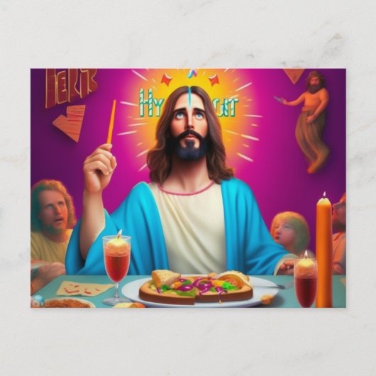 Bunter, sonniger Jesus zu seinem Geburtstag Postkarte (Vorderseite)