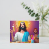Bunter, sonniger Jesus zu seinem Geburtstag Postkarte (Stehend Vorderseite)