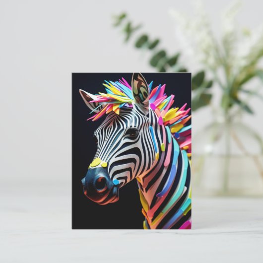 Bunter Spaß Zebra Postkarte (Stehend Vorderseite)