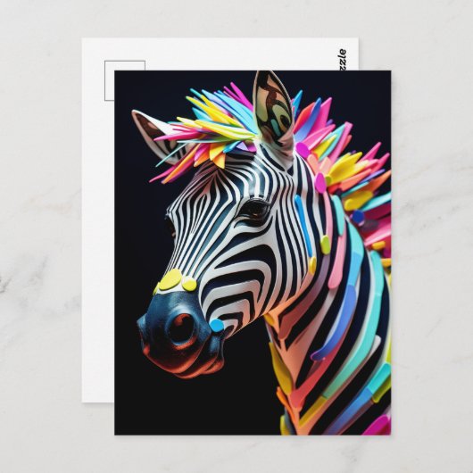 Bunter Spaß Zebra Postkarte (Vorne/Hinten)