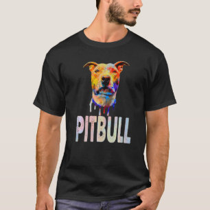 Bunter Spritzer Pitbull Hund Pittie Welpe T-Shirt