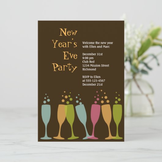 Bunter sprudelnder Feiertag der Einladung (Stehend Vorderseite)