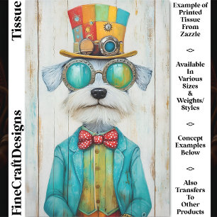 Bunter Steampunk Schnauzer Hund DE6 Decoupage Seidenpapier