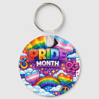 Bunter Stolzmonat Regenbogen und Einhorn Kunst Schlüsselanhänger
