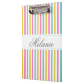 Bunter Streifen-Muster-individueller Name Klemmbrett (Links)