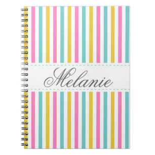 Bunter Streifen-Muster-individueller Name Notizblock