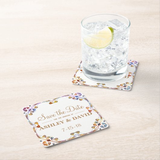 Bunter Strudel-GrenzSave the Date Untersetzer (Vor Ort)