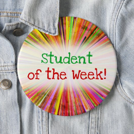 Bunter "Student der Woche!" Knopf Button (Beispiel)