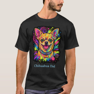 Bunter Süßer Chihuahua Hund Papa T-Shirt