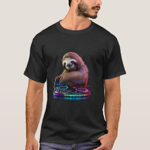 Bunter Süßer Faultier DJ T-Shirt