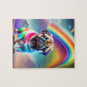 Bunter Süßer Mops Mit Regenbogen Puzzle (Horizontal)