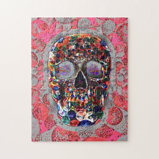 Bunter Tag der toten rosa Schädelblasen Puzzle (Vertikal)