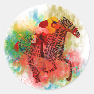 Bunter Thoroughbred in der Typografie Runder Aufkleber