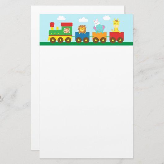 Bunter Tier-Zug für Kinder Briefpapier (Vorne/Hinten)