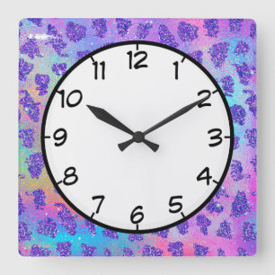 Bunter Tierdruck Quadratische Wanduhr