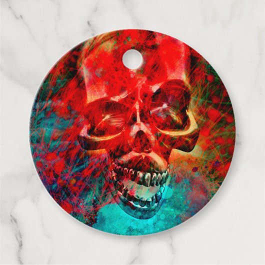 Bunter Totenkopf Geschenkanhänger (Vorderseite)