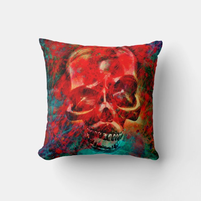Bunter Totenkopf Kissen (Vorderseite)