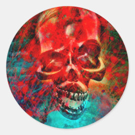 Bunter Totenkopf Runder Aufkleber