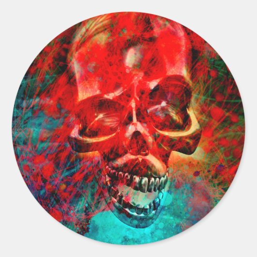 Bunter Totenkopf Runder Aufkleber (Vorderseite)