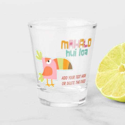 Bunter Toucan Vogel Mahalo Schnapsglas (Vorderseite)