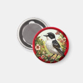 Bunter Trauerschnäpper Vogel Magnet (Vorderseite/Rückseite)