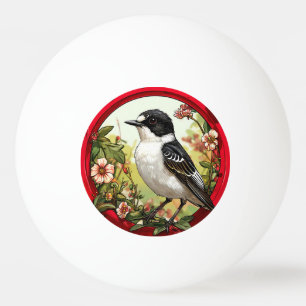 Bunter Trauerschnäpper Vogel Tischtennisball