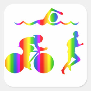 Bunter Triathlon Regenbogen Sticker
