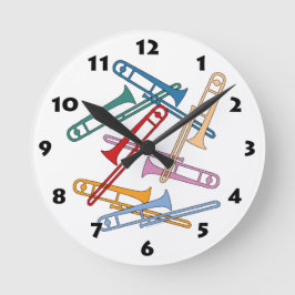 Bunter Trombone Runde Wanduhr