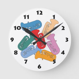 Bunter Tuba Runde Wanduhr