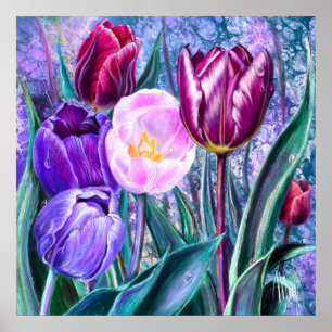 Bunter Tulpen Poster