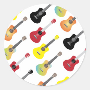 Bunter Ukulele kopiert Musik Runder Aufkleber